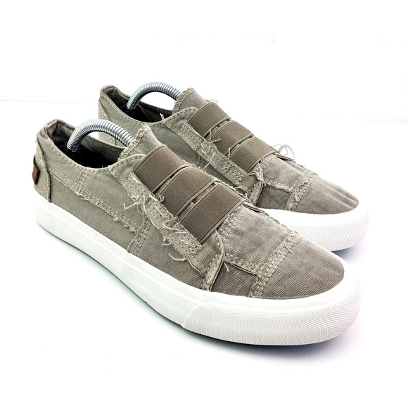 Blowfish Malibu Marley Womens Sz 8 Khaki Green Canvas Distress Low Sneaker Shoes - Picture 1 of 12